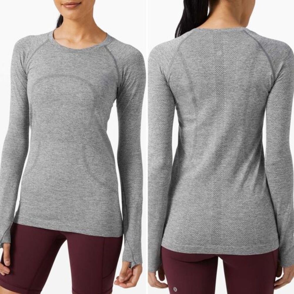 Lululemon Swiftly Tech Long Sleeve Crew 2.0 in Slate/White Size 4